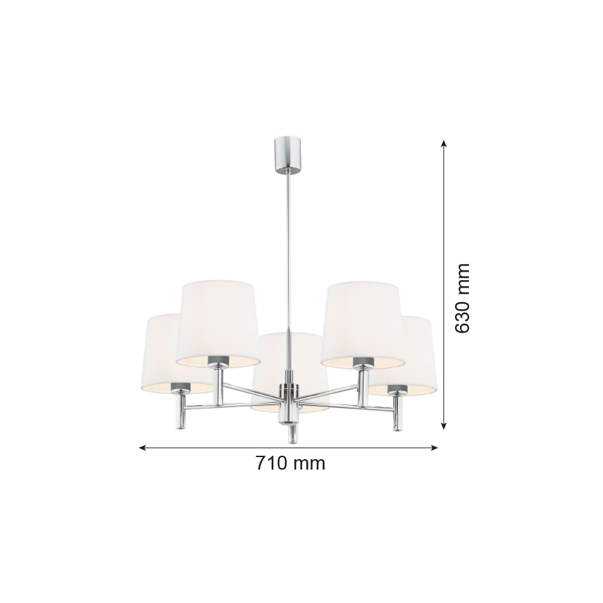Argon 2110 - Żyrandol na drążku BOLZANO 5xE27/15W/230V kremowy