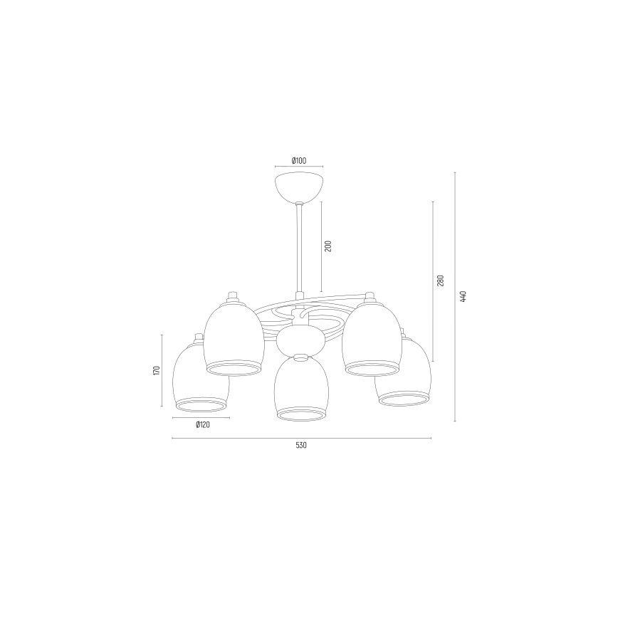 Argon 2115 - Żyrandol na drążku AVILA PLUS 5xE27/15W/230V czarny/złoty/biały