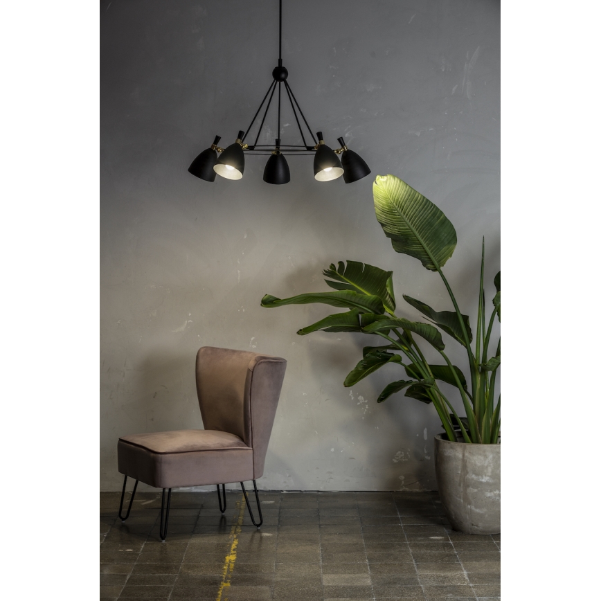 Argon 2117 - Żyrandol na drążku CHARLOTTE 5xE27/15W/230V biały/złoty