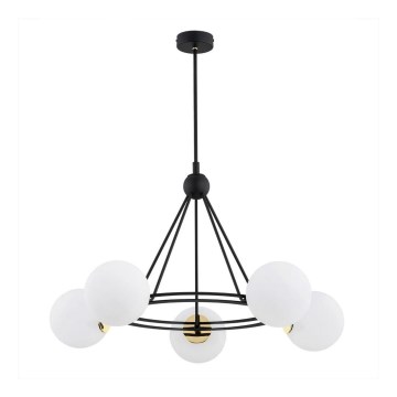 Argon 2119 - Żyrandol na drążku AMALFI 5xE27/15W/230V czarny/biały