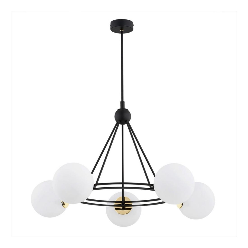 Argon 2119 - Żyrandol na drążku AMALFI 5xE27/15W/230V czarny/biały