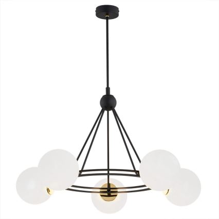 Argon 2119 - Żyrandol na drążku AMALFI 5xE27/15W/230V czarny/biały