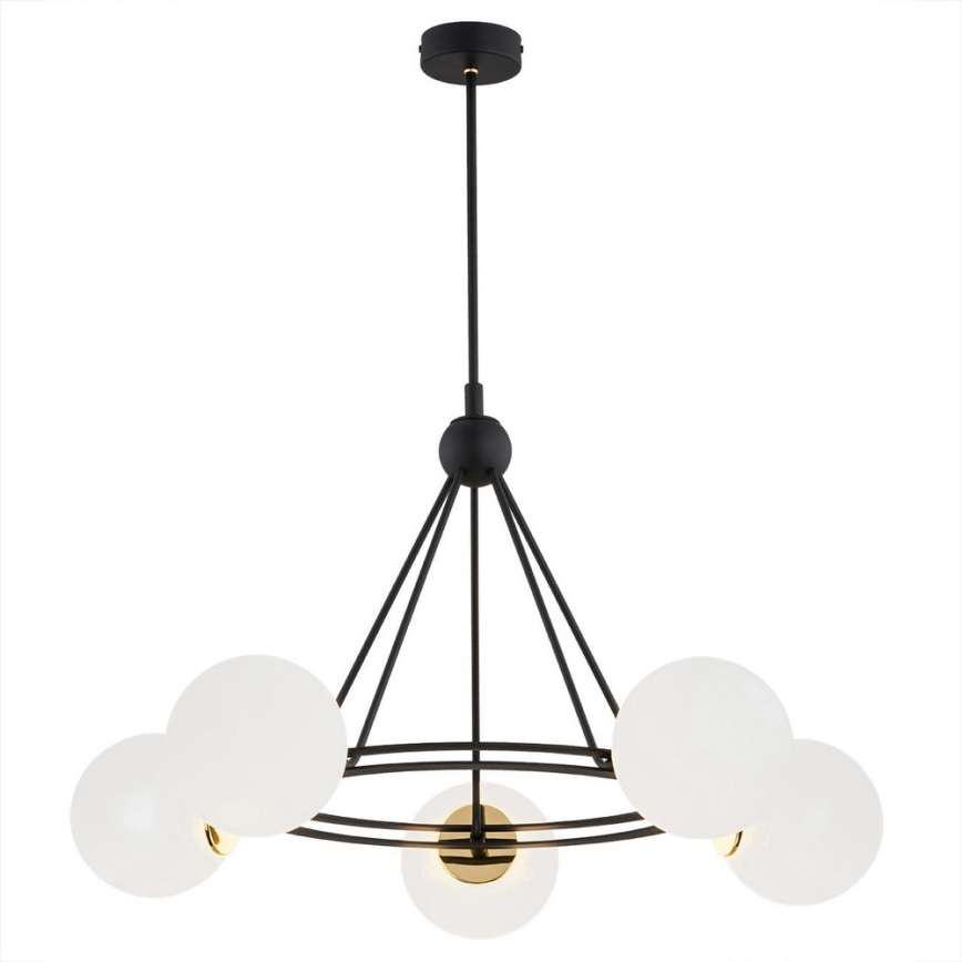 Argon 2119 - Żyrandol na drążku AMALFI 5xE27/15W/230V czarny/biały