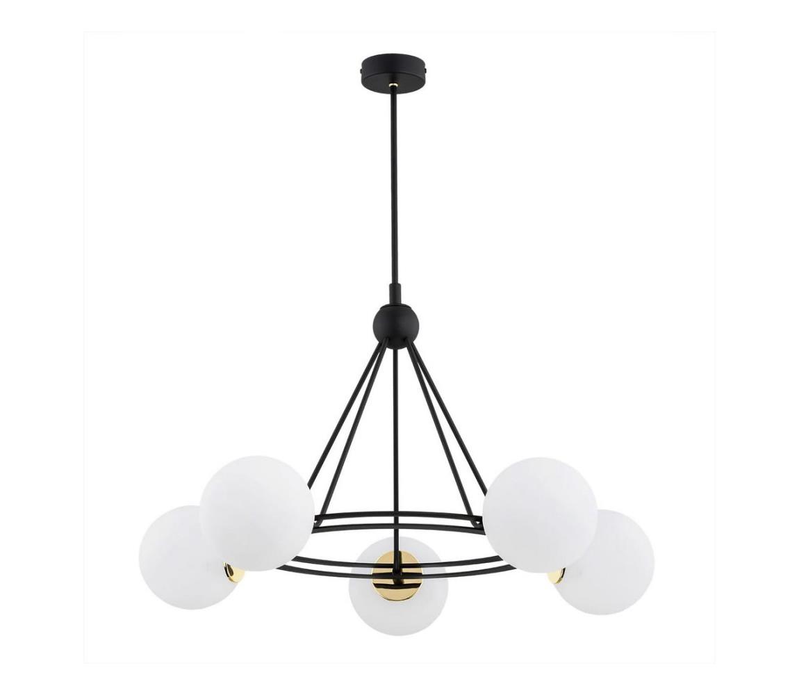 Argon 2119 - Żyrandol na drążku AMALFI 5xE27/15W/230V czarny/biały