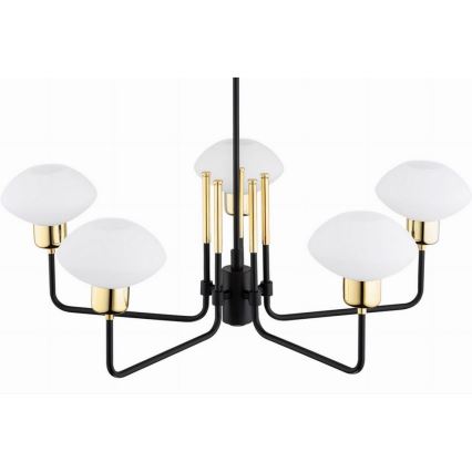 Argon 2128 - Lampa wisząca na pręcie RAVELLO 5xE14/15W/230V czarny/złoty