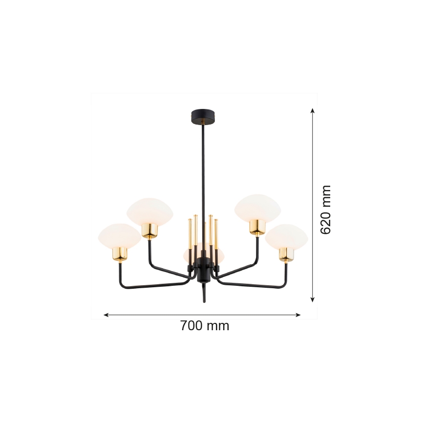 Argon 2128 - Żyrandol RAVELLO 5xE14/15W/230V czarny/złoty