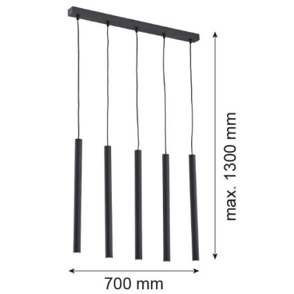 Argon 2137 - Lampa wisząca na linkach ETNA 5xG9/6W/230V czarna