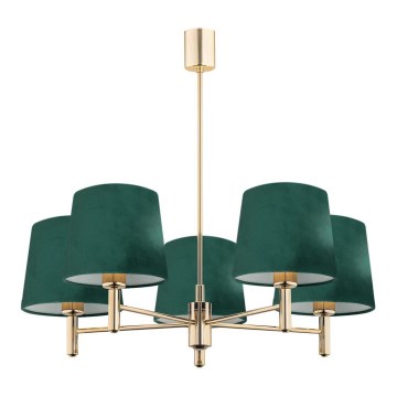 Argon 2145 - Lampa wisząca na pręcie PONTE 5xE27/15W/230V zielony/mosiądz