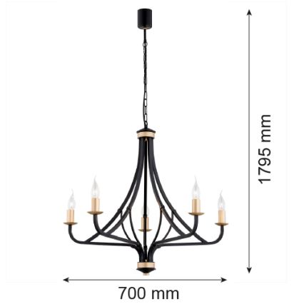 Argon 2171 - Żyrandol na łańcuchu LORENZO 5xE14/7W/230V