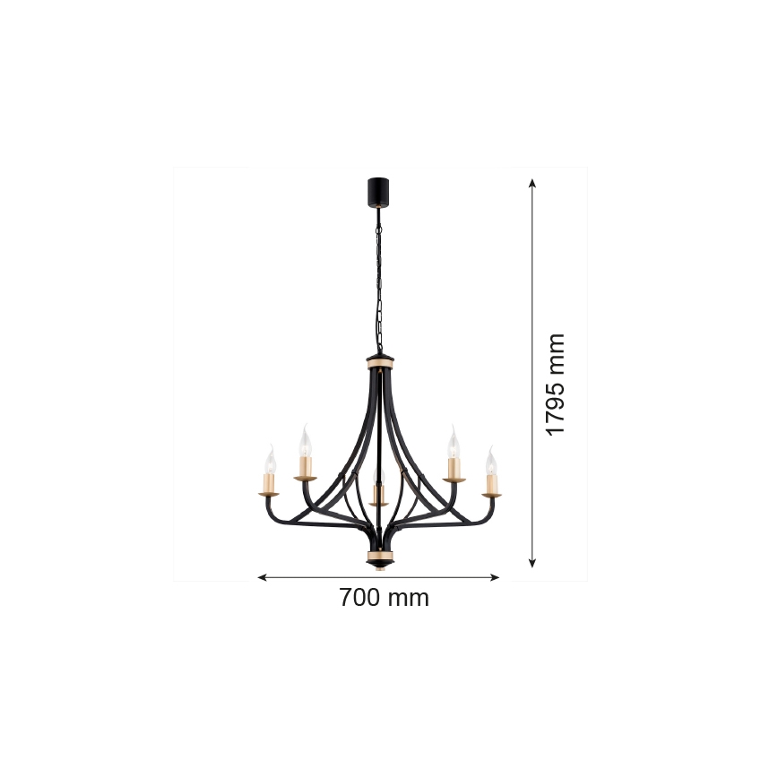 Argon 2171 - Żyrandol na łańcuchu LORENZO 5xE14/7W/230V