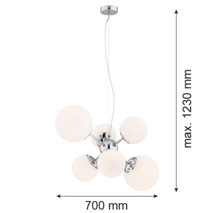 Argon 2531 - Żyrandol na lince SATELITE 6xE27/15W/230V chrom błyszczący