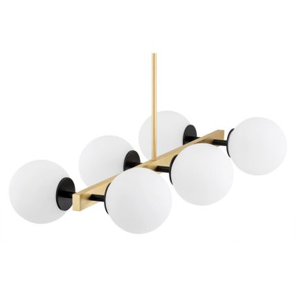 Argon 2549 - Żyrandol na drążku FREEMONT 6xE27/15W/230V złoty/biały/czarny