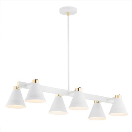 Argon 2551 - Żyrandol na drążku AVALONE 6xE27/15W/230V biały/złoty