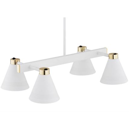 Argon 2551 - Żyrandol na drążku AVALONE 6xE27/15W/230V biały/złoty