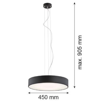 Argon 3352 - Żyrandol DARLING LED/35W/230V śr. 45 cm czarny