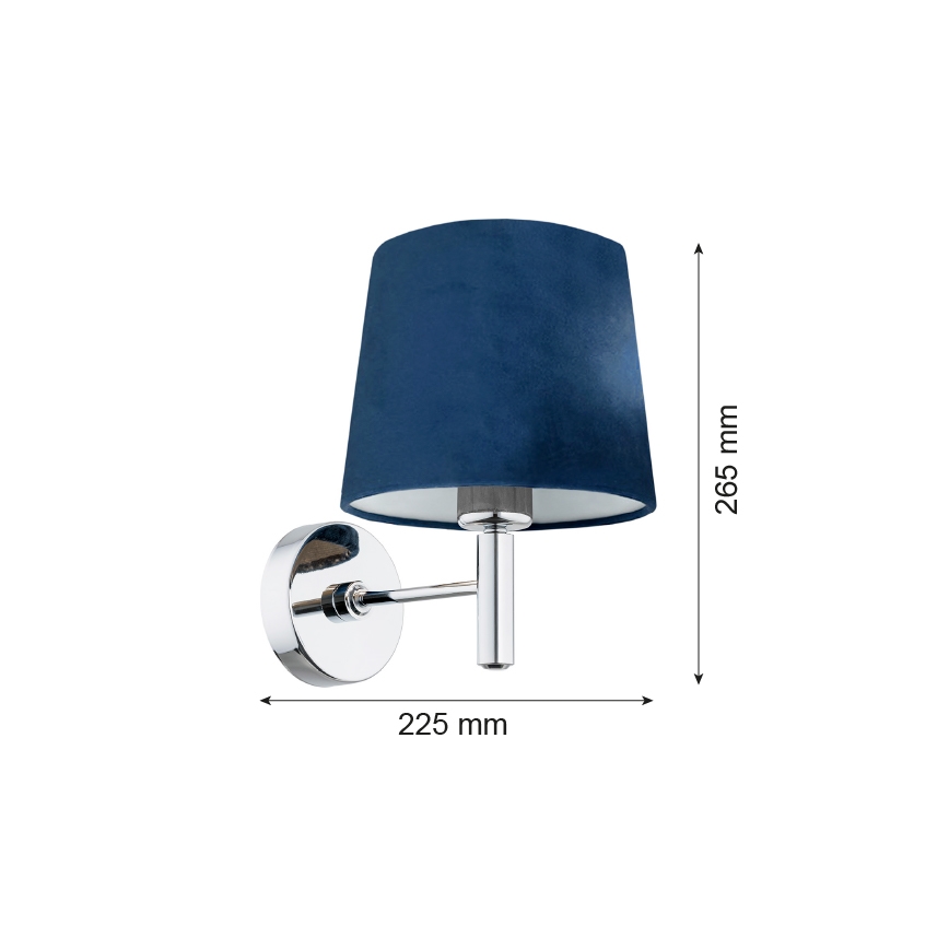 Argon 3908 - Kinkiet BOLZANO 1xE27/15W/230V niebieski/chrom błyszczący