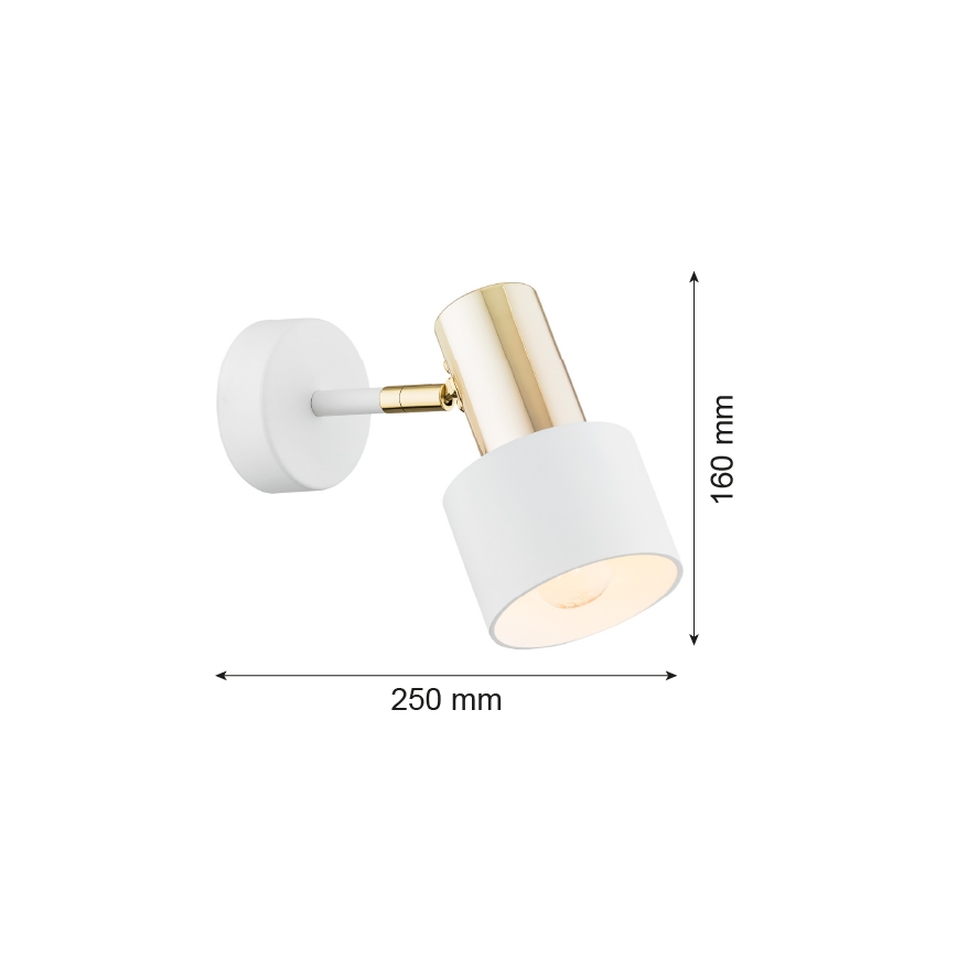 Argon 4264 - Reflektor ścienny DORIA 1xE27/15W/230V biel/mosiądz