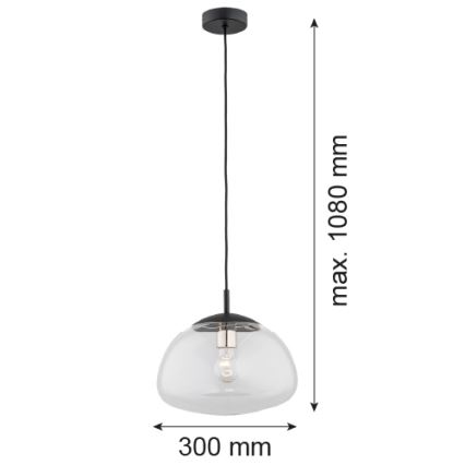 Argon 4332 - Żyrandol na lince TRINI 1xE27/15W/230V śr. 30 cm czarny