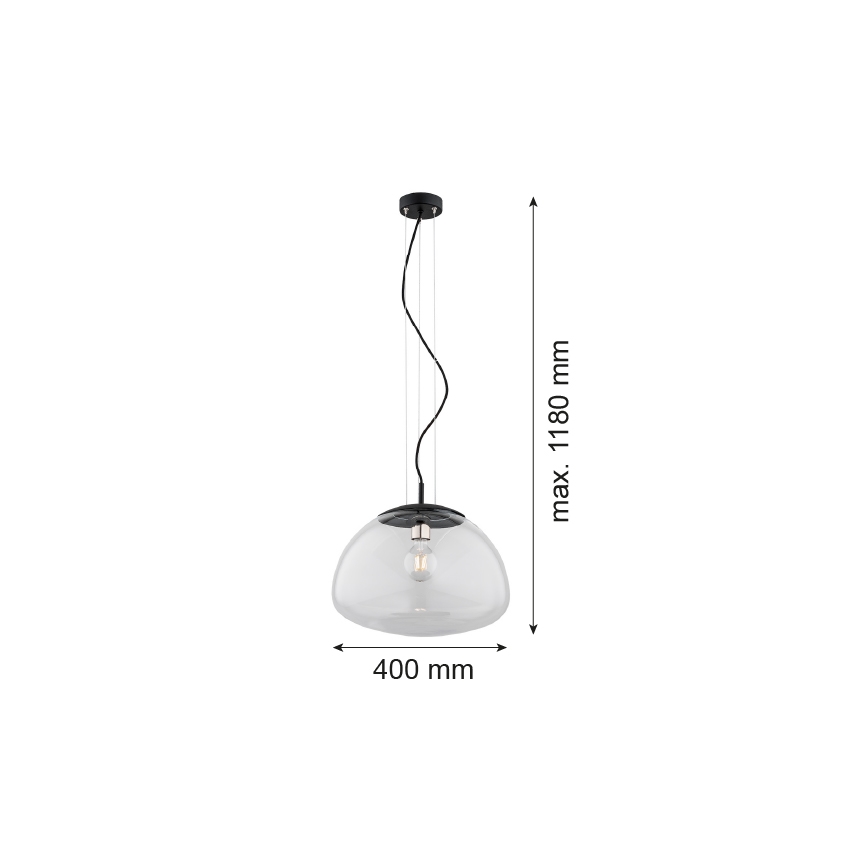 Argon 4351 - Żyrandol na lince TRINI 1xE27/15W/230V śr. 40 cm czarny