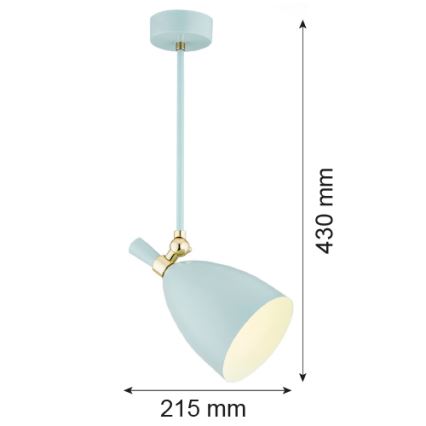 Argon 4685 - Żyrandol na drążku CHARLOTTE 1xE27/15W/230V niebieski/złoty