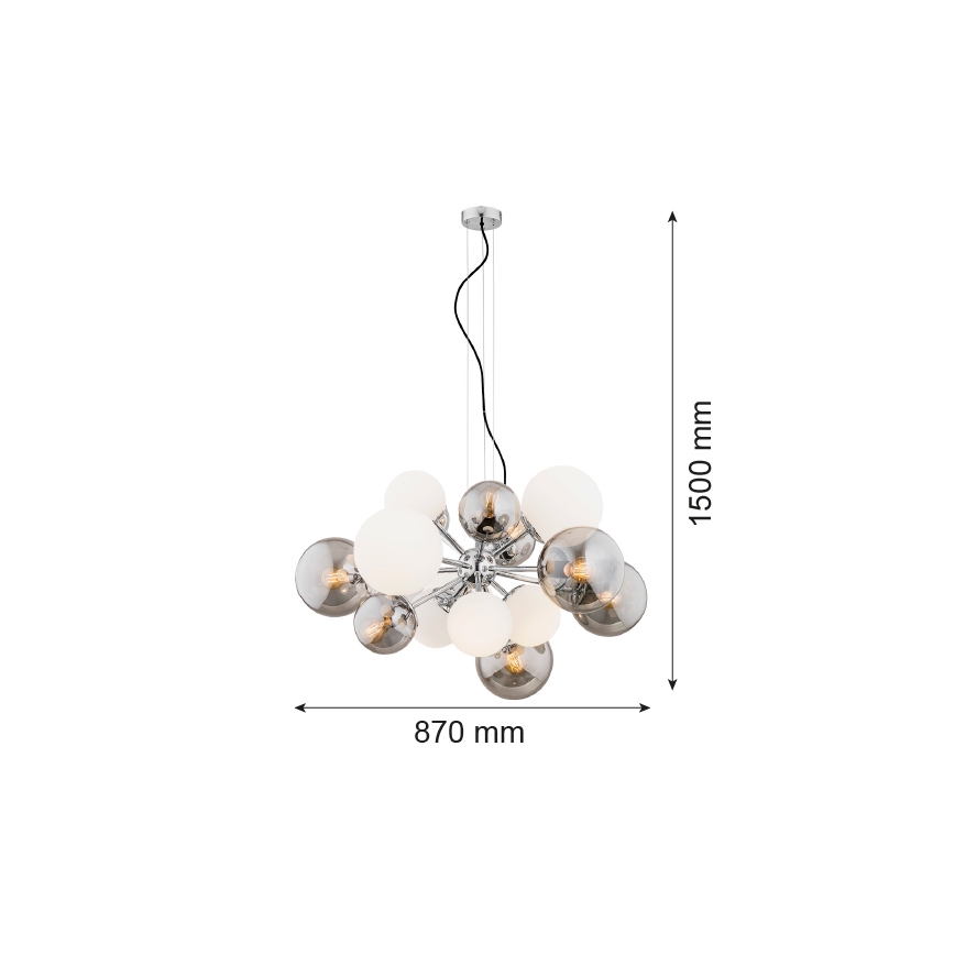 Argon 5020 - Żyrandol na lince SATELITE 15xE27/15W/230V chrom błyszczący/biały