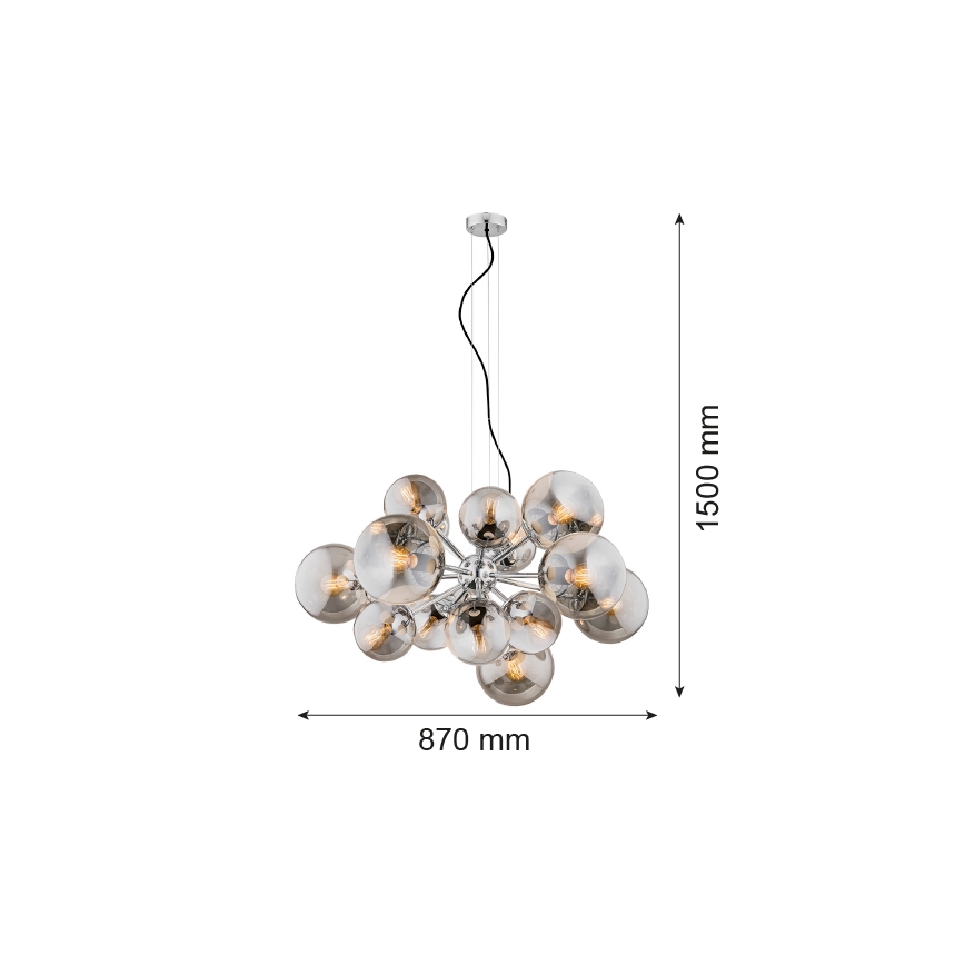 Argon 5022 - Żyrandol na lince SATELITE 15xE27/15W/230V chrom błyszczący