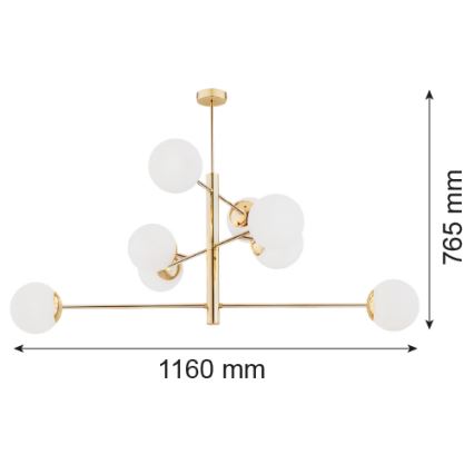 Argon 5043 - Żyrandol na drążku CAMERON 8xE27/15W/230V mosiądz