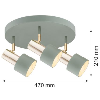 Argon 6007 - Oświetlenie punktowe DORIA 3xE27/15W/230V zielony/mosiądz