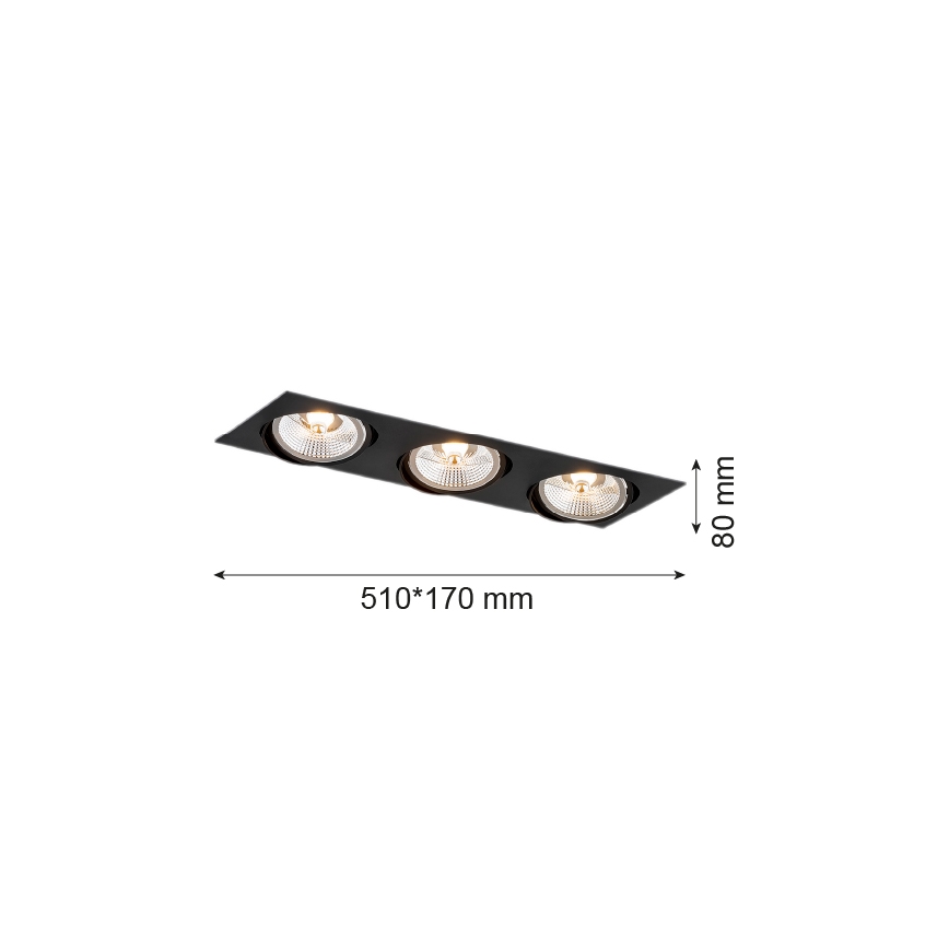 Argon 6116 - Oprawa wpuszczana OLIMP 3xGU10-AR111/12W/230V czarny