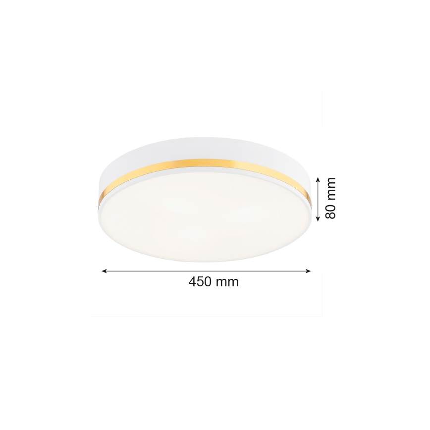 Argon 6138 - Plafon AMORE 3xE27/15W/230V średnica 45 cm biały/złoty