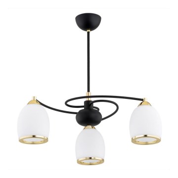 Argon 6144 - Żyrandol na drążku AVILA PLUS 3xE27/15W/230V czarny/złoty/biały