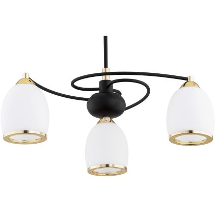 Argon 6144 - Żyrandol na drążku AVILA PLUS 3xE27/15W/230V czarny/złoty/biały