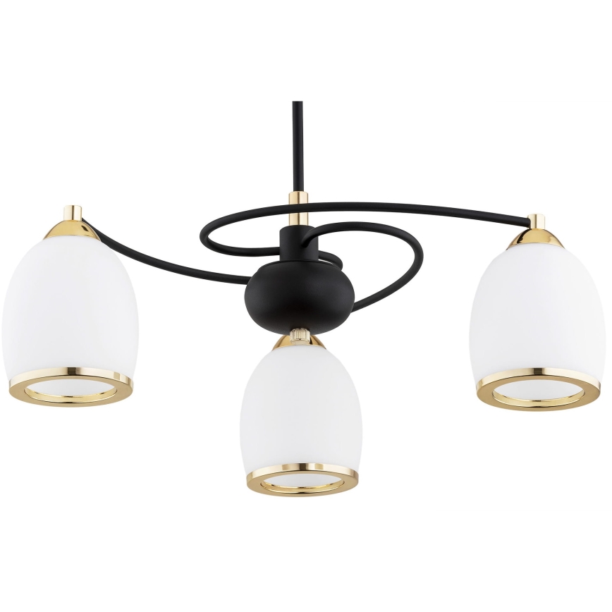 Argon 6144 - Żyrandol na drążku AVILA PLUS 3xE27/15W/230V czarny/złoty/biały