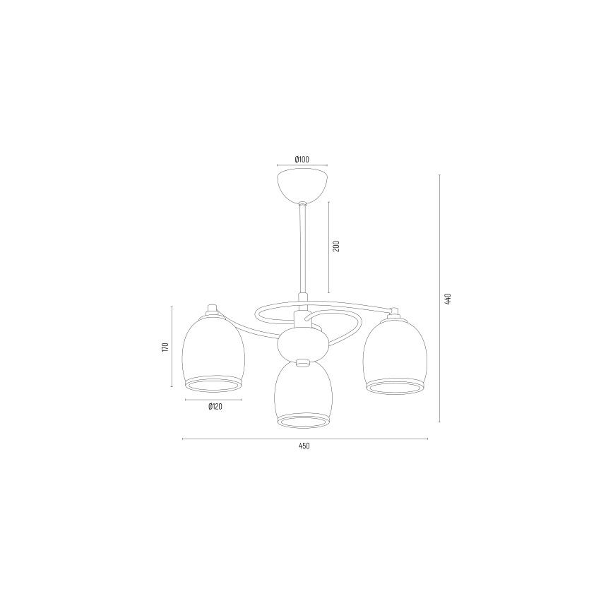 Argon 6144 - Żyrandol na drążku AVILA PLUS 3xE27/15W/230V czarny/złoty/biały