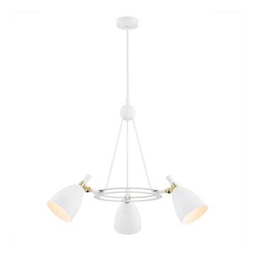 Argon 6148 - Żyrandol na drążku CHARLOTTE 3xE27/15W/230V biały/złoty