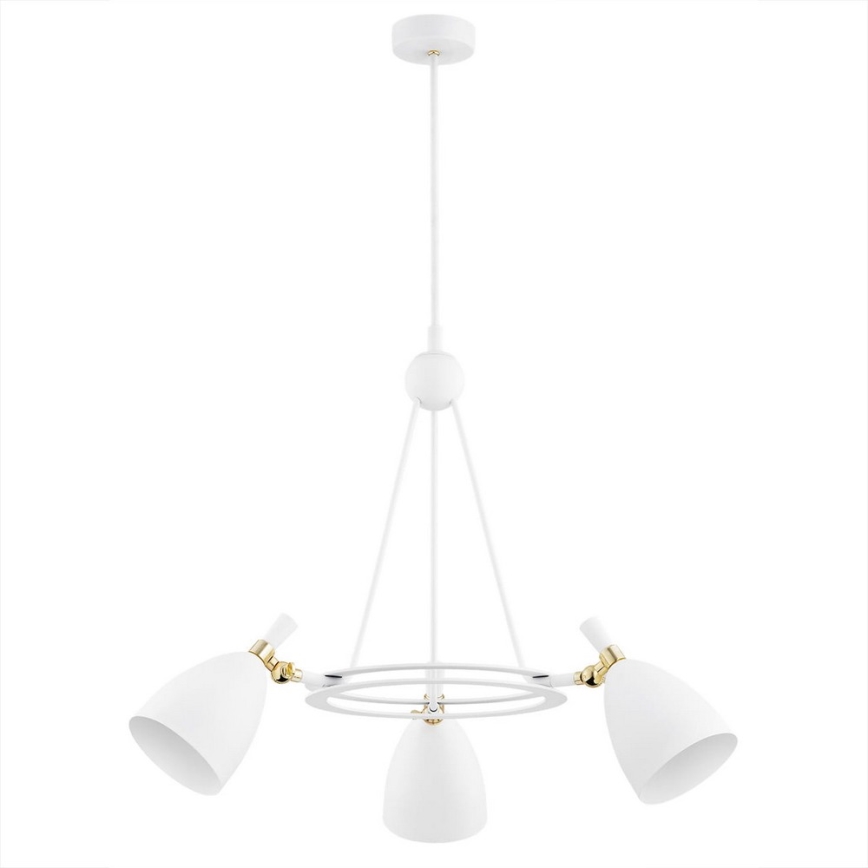 Argon 6148 - Żyrandol na drążku CHARLOTTE 3xE27/15W/230V biały/złoty