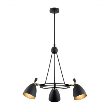 Argon 6149 - Żyrandol na drążku CHARLOTTE 3xE27/15W/230V czarny/złoty