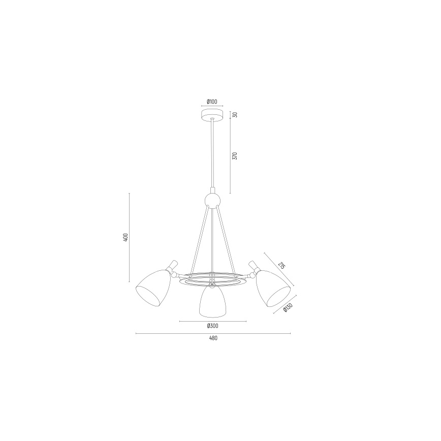 Argon 6149 - Żyrandol na drążku CHARLOTTE 3xE27/15W/230V czarny/złoty