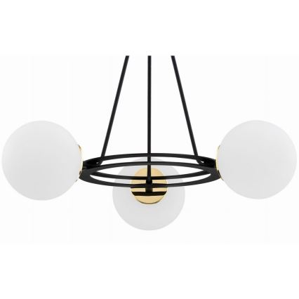 Argon 6150 - Żyrandol na drążku AMALFI 3xE27/15W/230V czarny/biały