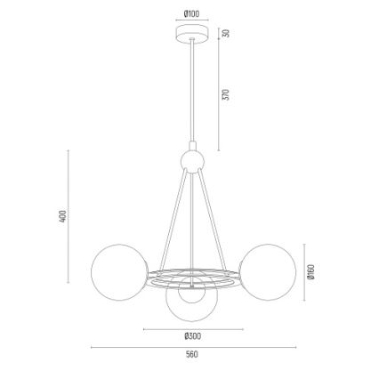 Argon 6150 - Żyrandol na drążku AMALFI 3xE27/15W/230V czarny/biały