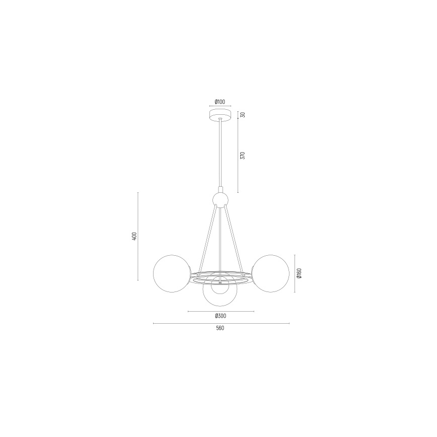 Argon 6150 - Żyrandol na drążku AMALFI 3xE27/15W/230V czarny/biały