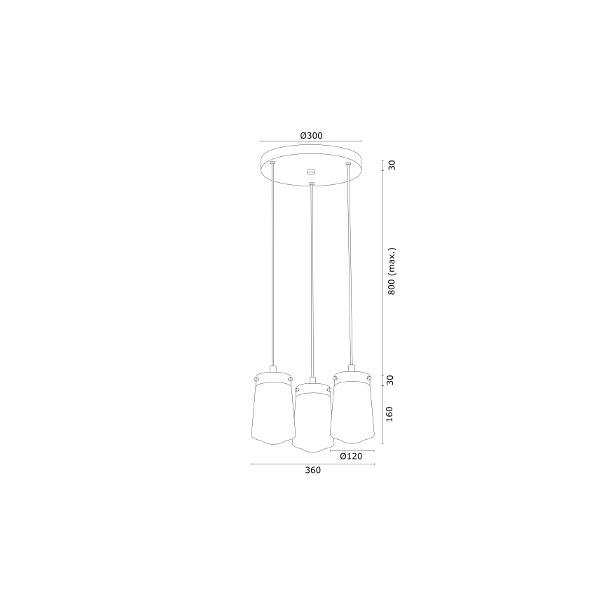 Argon 6164 - Żyrandol na lince PASADENA 3xE27/15W/230V złoty/biały