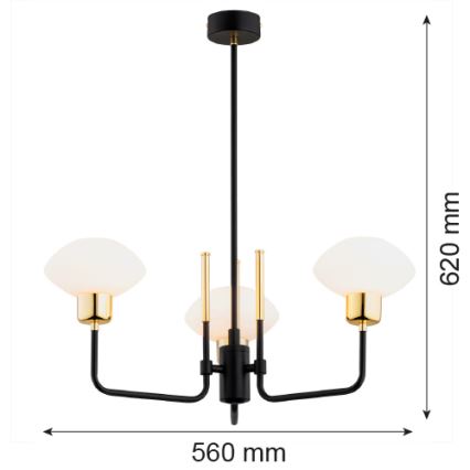 Argon 6166 - Żyrandol RAVELLO 3xE14/15W/230V czarny/złoty