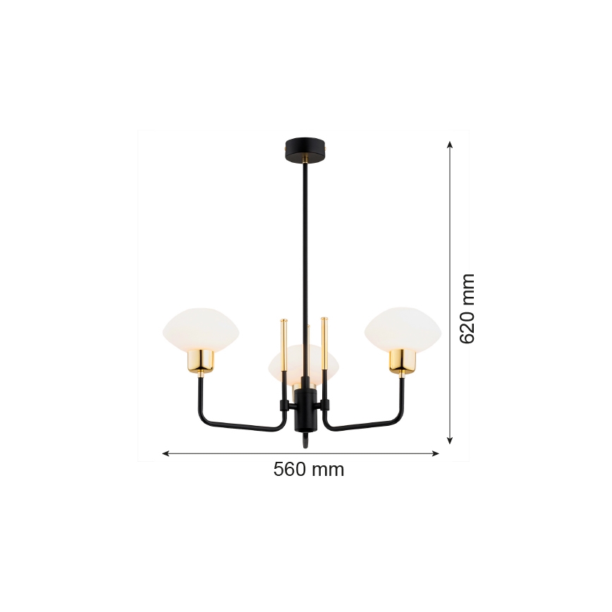 Argon 6166 - Żyrandol RAVELLO 3xE14/15W/230V czarny/złoty