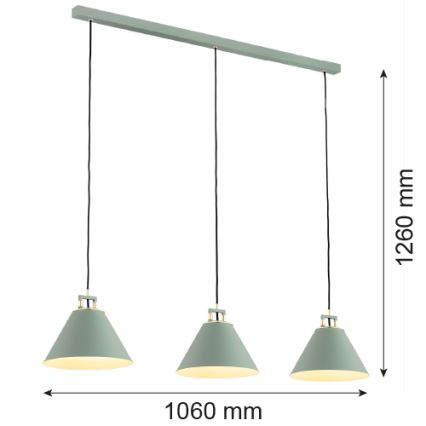 Argon 6177 - Żyrandol na lince ORTE 3xE27/15W/230V zielony