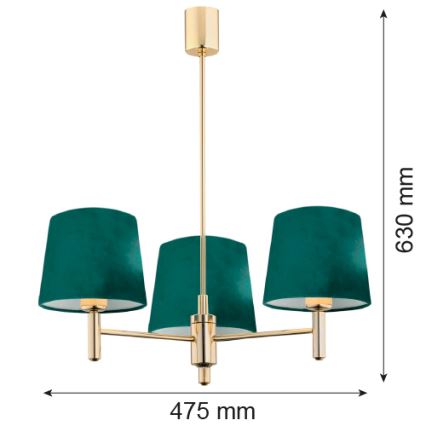 Argon 6192 - Lampa wisząca na pręcie PONTE 3xE27/15W/230V zielony/mosiądz