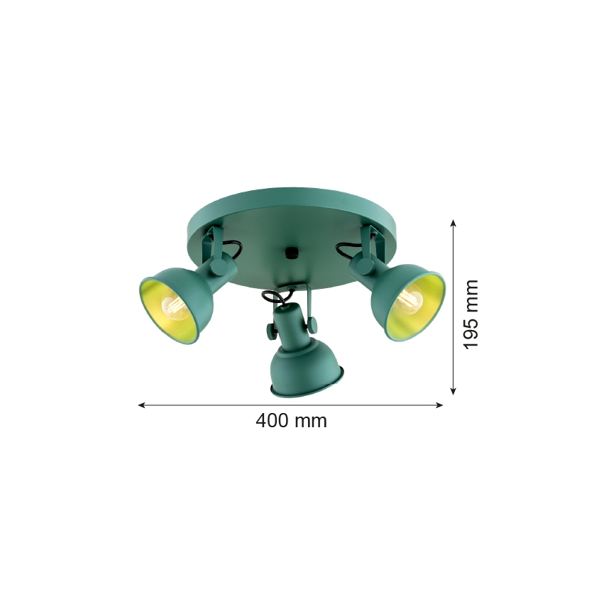 Argon 6265 - Oświetlenie punktowe LENORA 3xE14/7W/230V zielony
