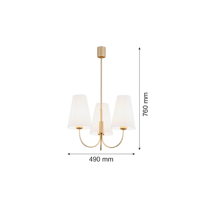 Argon 6267 - Żyrandol SAFIANO 3xE27/15W/230V złoty