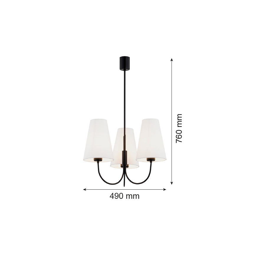Argon 6268 - Żyrandol SAFIANO 3xE27/15W/230V czarne