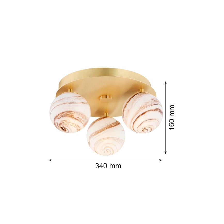 Argon 6290 - Plafon FABIO 3xE14/7W/230V alabastrowy złoty